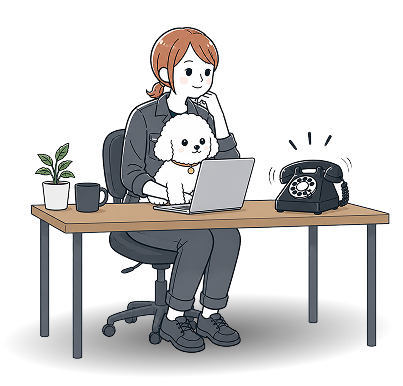 お問い合わせを受け付ける制作者のイラスト