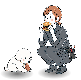 バーガーバナー制作ページの制作者イラスト