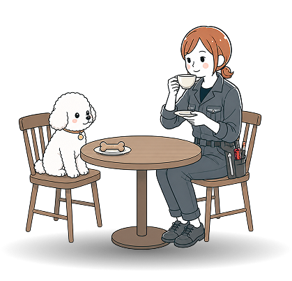 カフェWebサイト制作ページの制作者イラスト