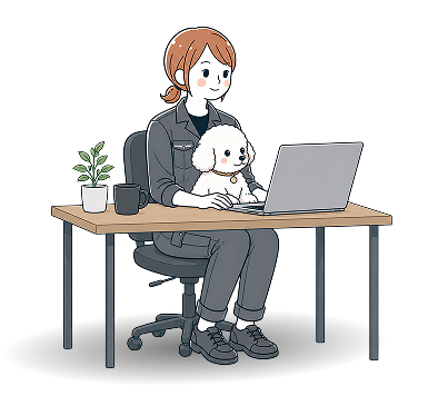 コワーキングスペースLP制作ページの制作者イラスト