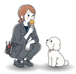 アイスクリームバナー制作ページの制作者イラスト